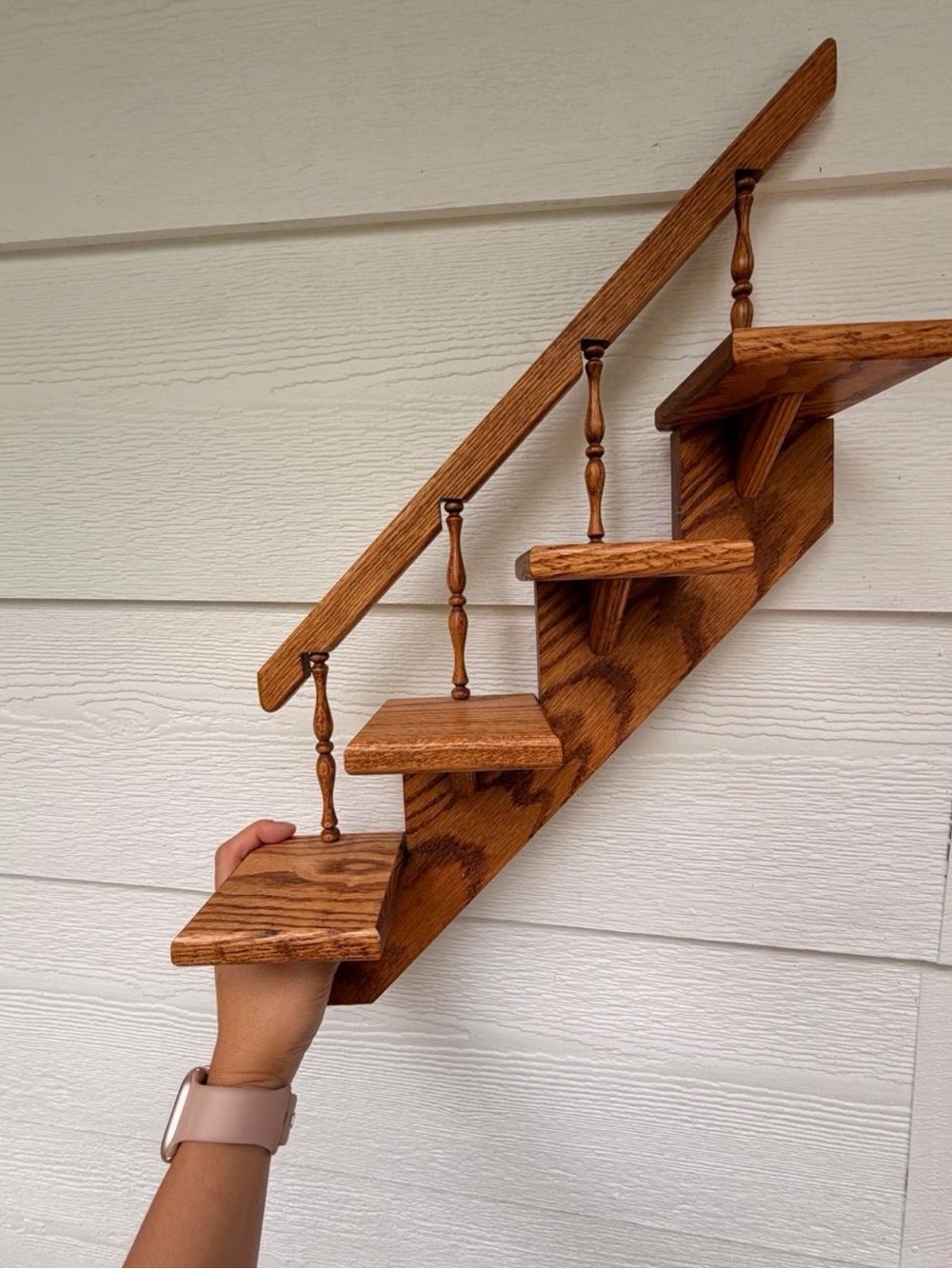 Wooden Decorative Wall Stair Shelf - Brown